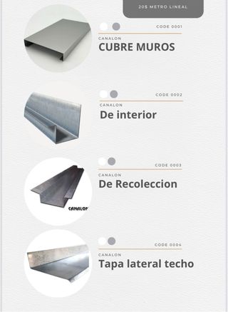 Canalón aluminio para muros