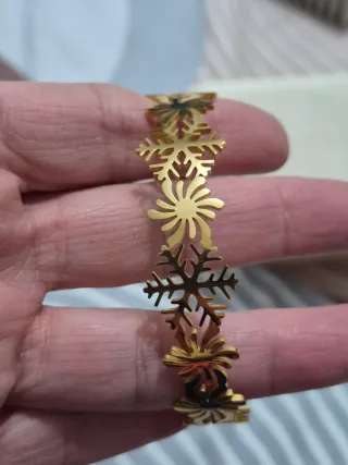 Pulsera Acero Filigrana Copos Nieve Dorada