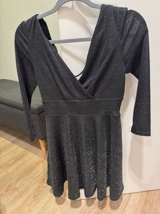 Vestido fiesta gris brillante