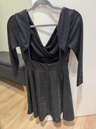 Vestido fiesta gris brillante