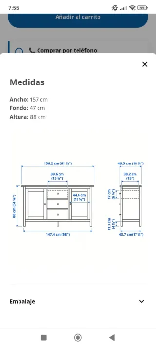 Mueble aparador Hemnes Ikea madera negro