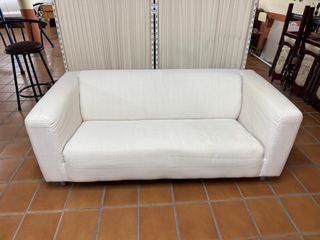 Sofá 3 plazas tela blanco