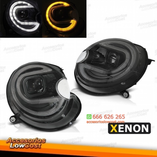FAROS MINI COOPER 06-14 LUZ DIURNA LED FONDO NEGR