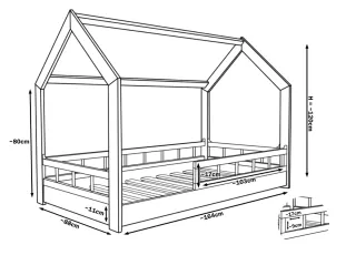 Letto casetta legno 160x80 (materasso incluso)