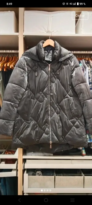 Chaquetón metalizado mujer