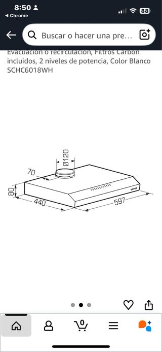 Campana extractora 60 cm nueva