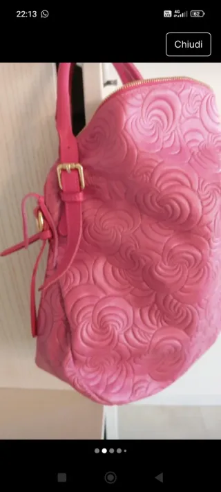 Borsa Vera Pelle Rosa Nuova