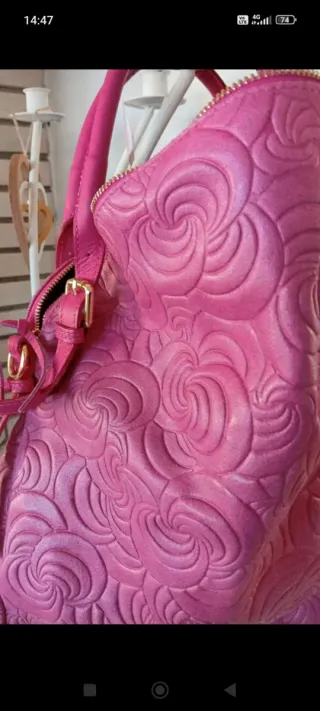 Borsa Vera Pelle Rosa Nuova