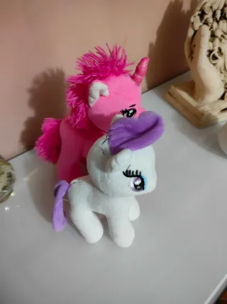 Coppia Peluche Unicorno Rosa e Bianco