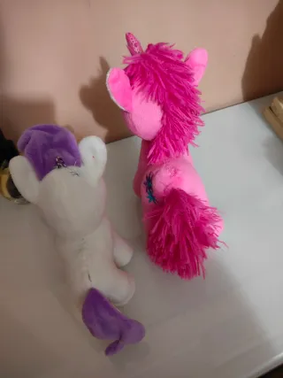 Coppia Peluche Unicorno Rosa e Bianco