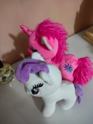 Coppia Peluche Unicorno Rosa e Bianco