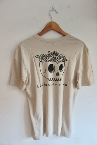 Camiseta beige calavera flores Losing My Mind