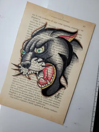 Quadro Pantera Stile Tattoo