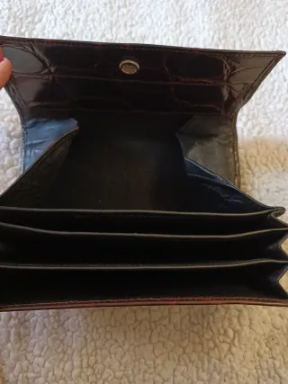 Monedero Marrón Piel Cocodrilo