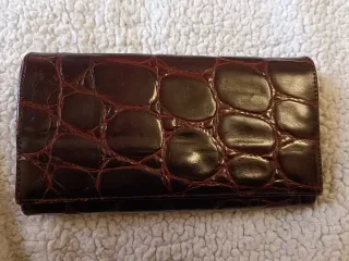Monedero Marrón Piel Cocodrilo