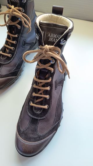 Stivaletti Armani Jeans Pelle Scamosciata Marrone