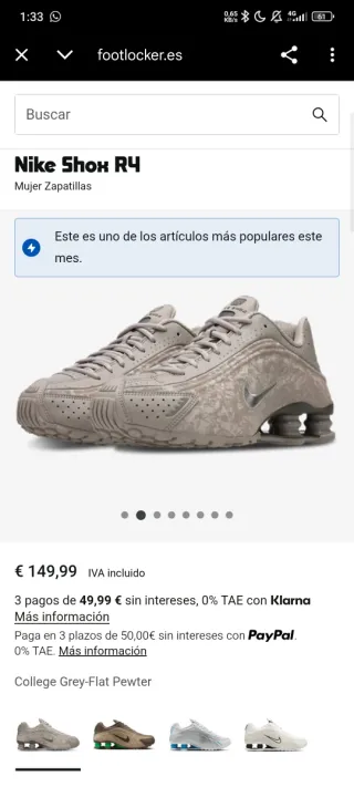 Nike Shox R4 Talla 38 Beige/Rosa