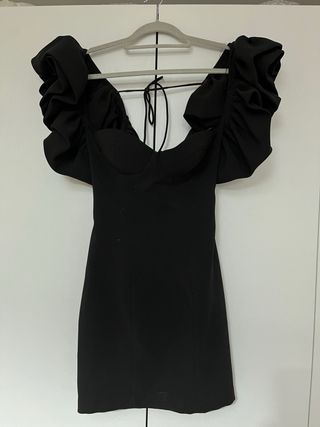 Vestido negro destellos plateados Zara