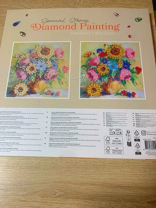 Quadro con fiori in vetro e plastica