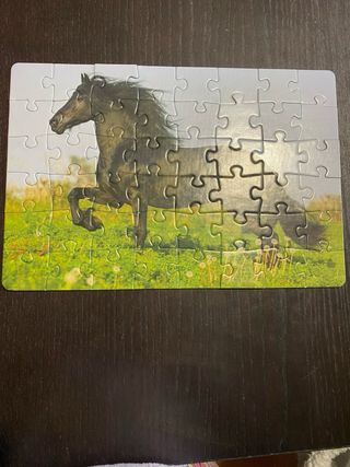 4 Puzzles de caballos en un maletin de lata