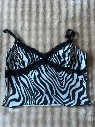 Top tirantes cebra con encaje