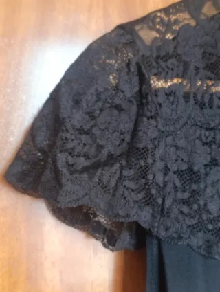 Camiseta Negra Cortefiel Encaje y Lazo T. XL (SG)