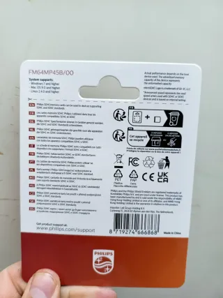 Tarjeta Micro SD Philips 64GB PRECINTADA