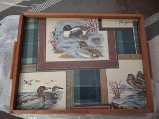 Vassoio in legno con decorazione anatre