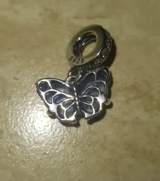 Charm Farfalla Blu Argento