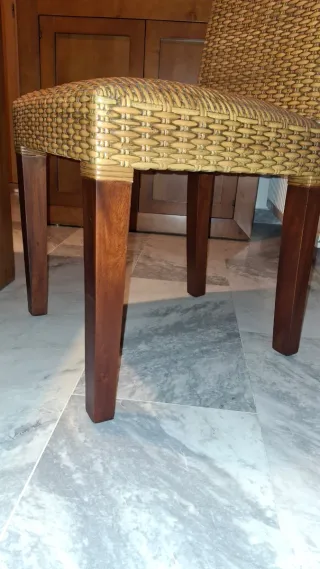 Juego 4 Sillas Comedor Madera y Fibra Natural