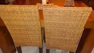 Juego 4 Sillas Comedor Madera y Fibra Natural