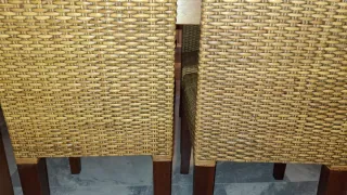 Juego 4 Sillas Comedor Madera y Fibra Natural