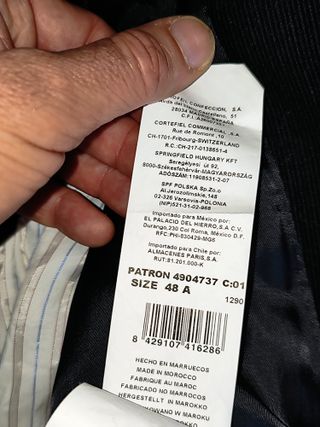 Blazer Pana negra de Springfield algodon 100%