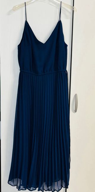 Abito blu donna plissettato