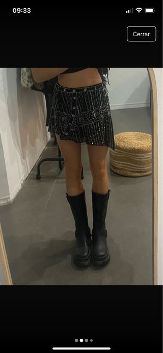 Falda Zara boho plateada con brillos