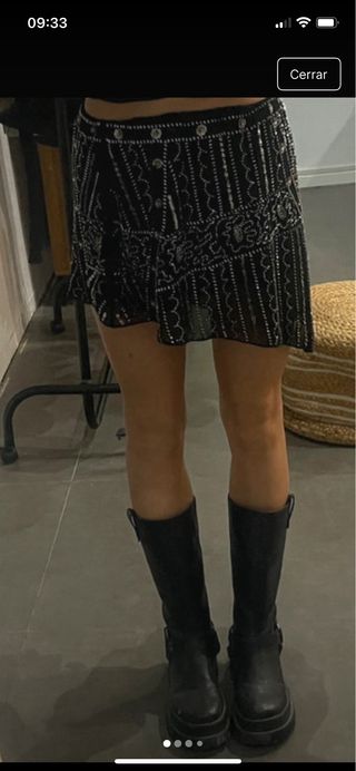 Falda Zara boho plateada con brillos