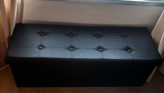 Puff Almacenaje Piel Sintética Negro