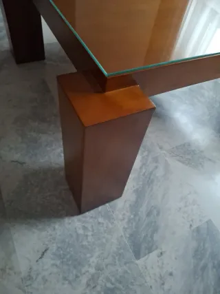 Mesa centro cuadrada madera y cristal CURTISAN