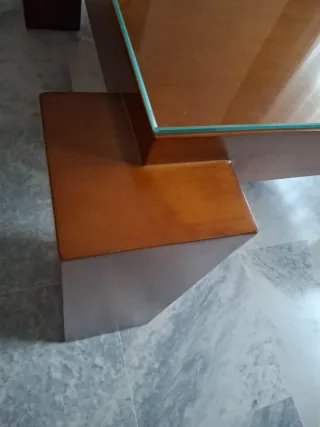 Mesa centro cuadrada madera y cristal CURTISAN
