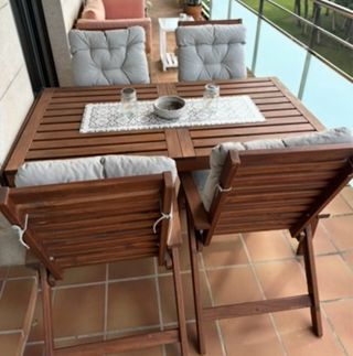 Mesa extensible y Sillas hamaca Terraza Madera