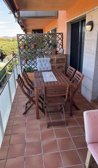 Mesa extensible y Sillas hamaca Terraza Madera