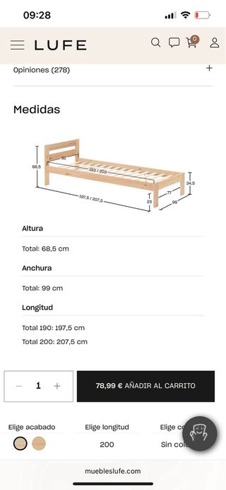 Cama Lufe madera con 2 cajones