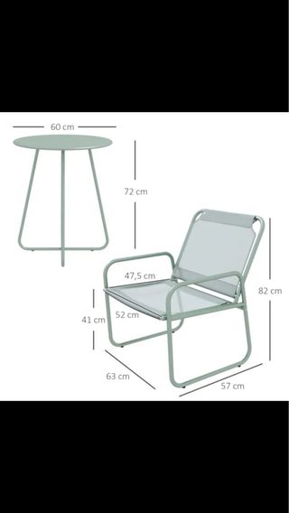 Conjunto mesa y 2 sillas exterior