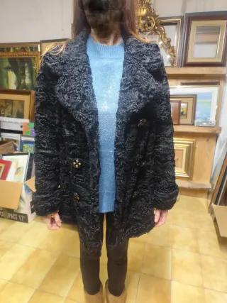 Abrigo de astracán negro 3/4 Talla M