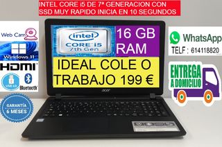 Portátil Core i5 7ª Gen 16GB RAM SSD