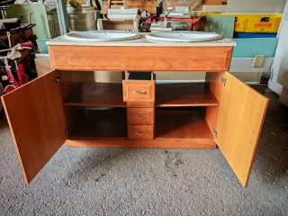 Mueble baño doble con lavamanos y piedra