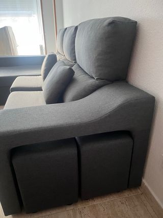Sofá chaiselongue gris tela