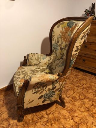 Sillón Vintage Tela y Madera