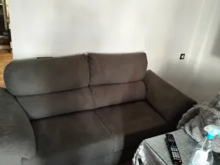 Sofá de tela 3 plazas marrón/gris