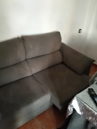 Sofá de tela 3 plazas marrón/gris